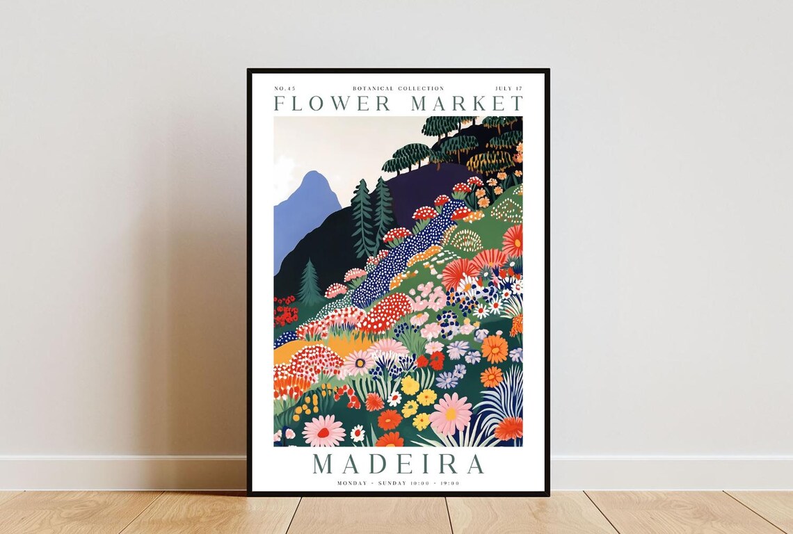 Madeira Flower Market Botanical Travel Poster