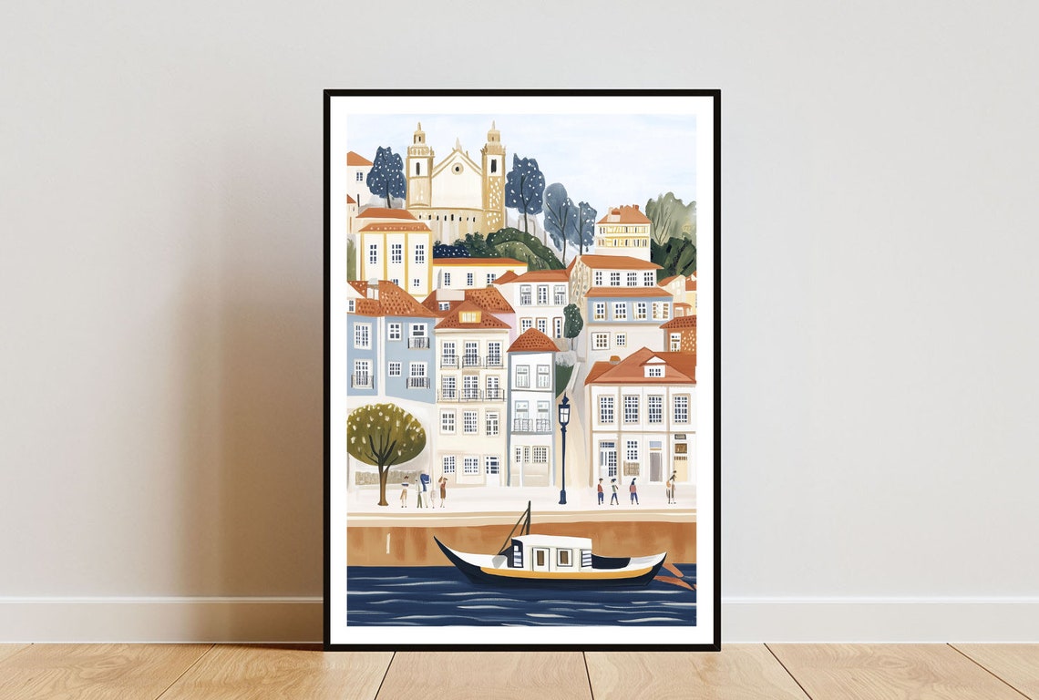 Porto Poster Porto Print Portugal Wall Art Porto Travel Poster Portugal Print Porto Portugal European Wall Art Pastel Art Europe Art