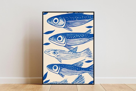 Sardines Poster Sardines Wall Art Fish Poster Sardines Print Seafood Poster Sardines Decor Fish Print Fish Wall Art Fish Art