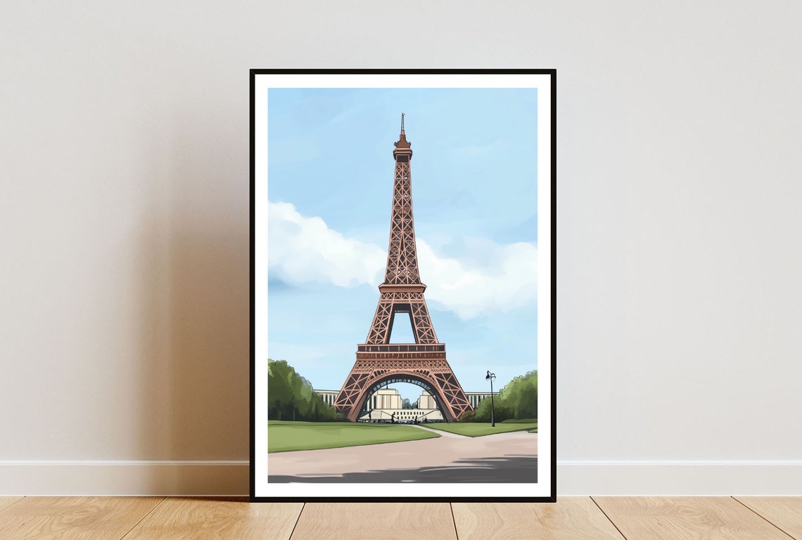 Eiffel Tower Paris Daytime Blue Sky Iconic Landmark Art Poster