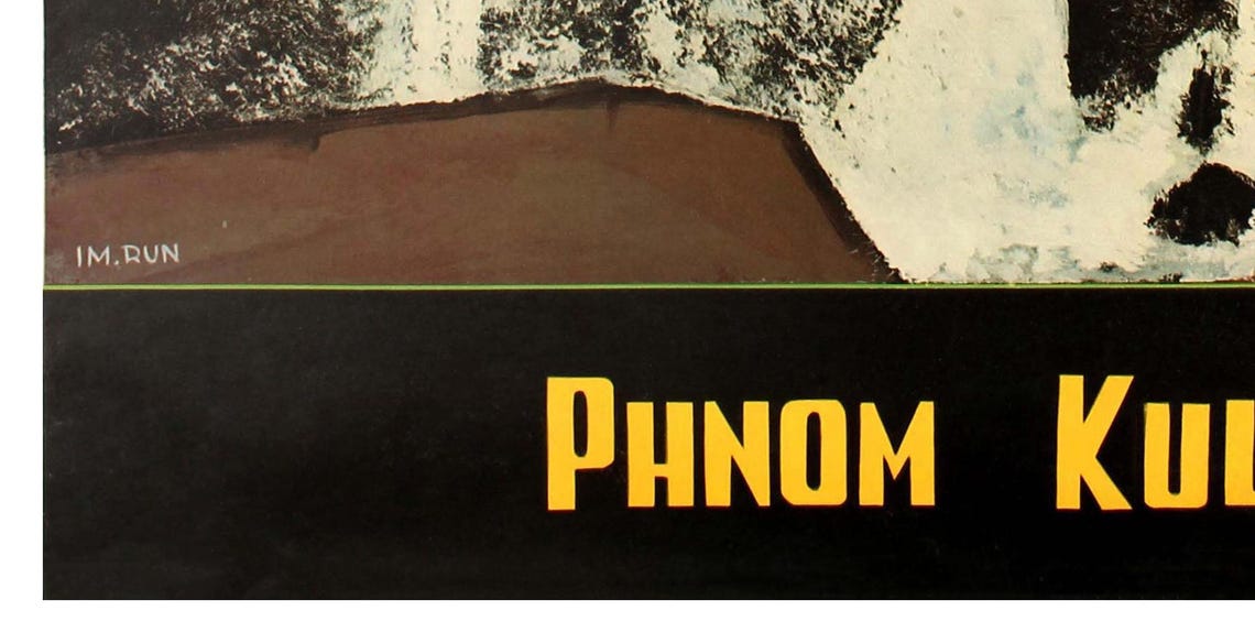 Cambodia Phnom Kulen Waterfall Jungle Vintage Travel Poster Art - Image 2
