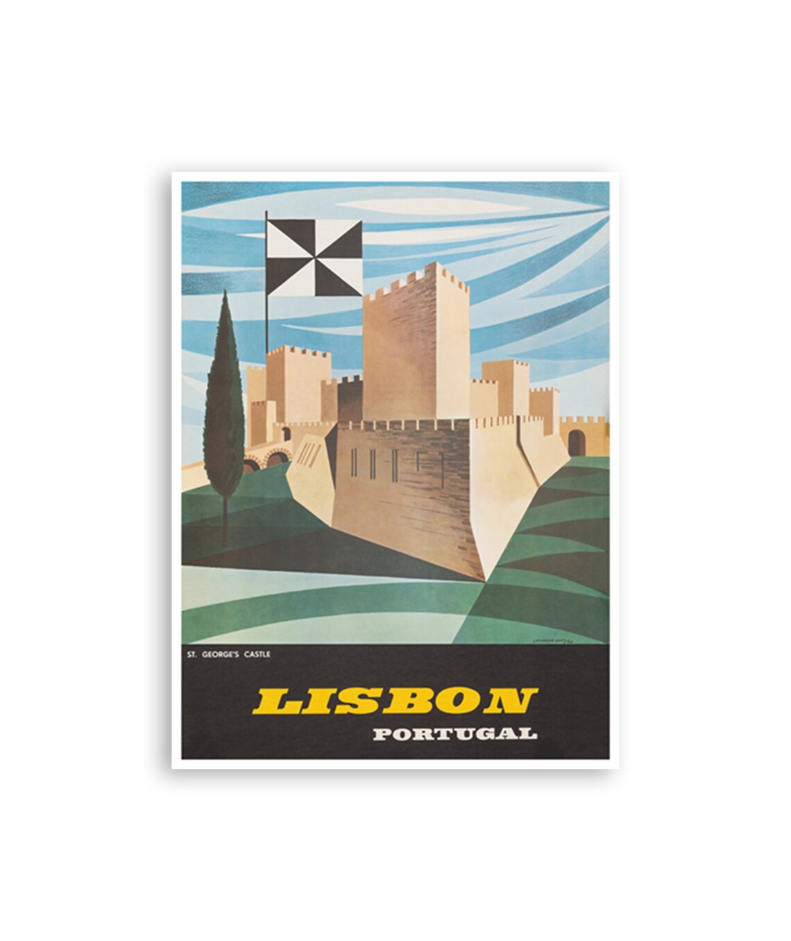 Lisbon Portugal St. George's Castle Vintage Travel Poster Art