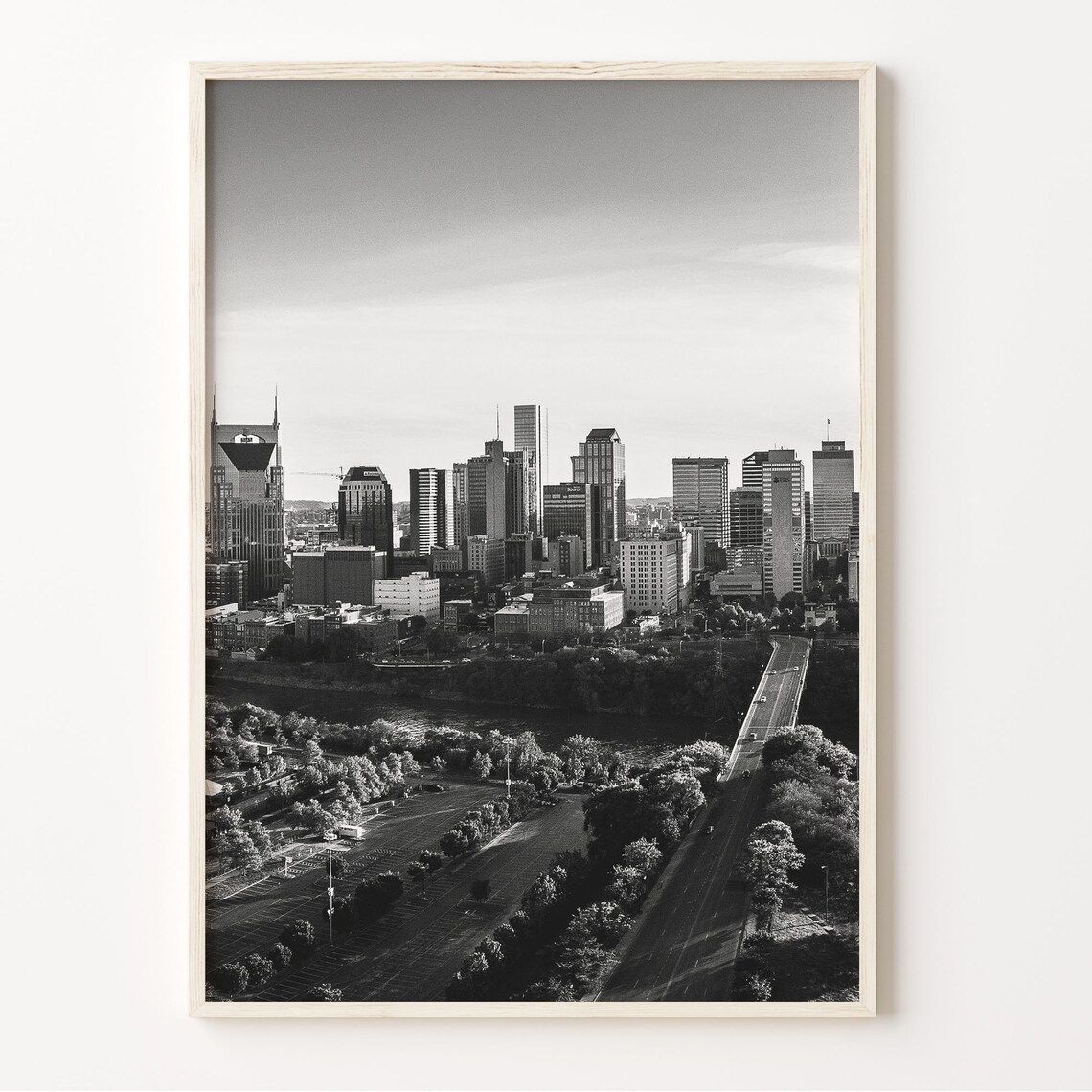 Nashville Skyline Print Black And White Wall Art Nashville Poster Tennessee Photo Usa Art United States Decor C19 192