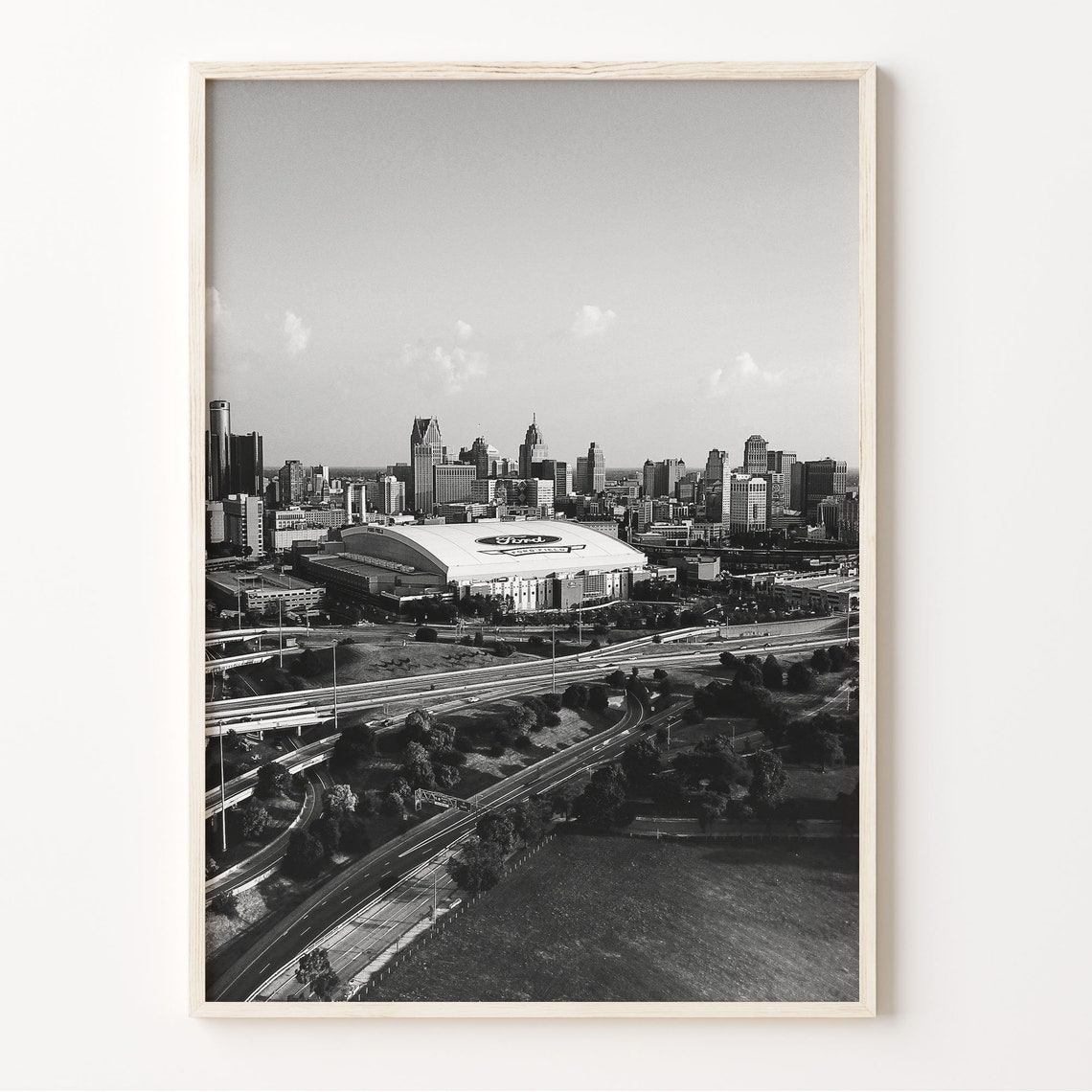 Detroit Skyline Print Black And White Wall Art Detroit Poster Michigan Home Decor Usa Cityscape Detroit Photography C19 288