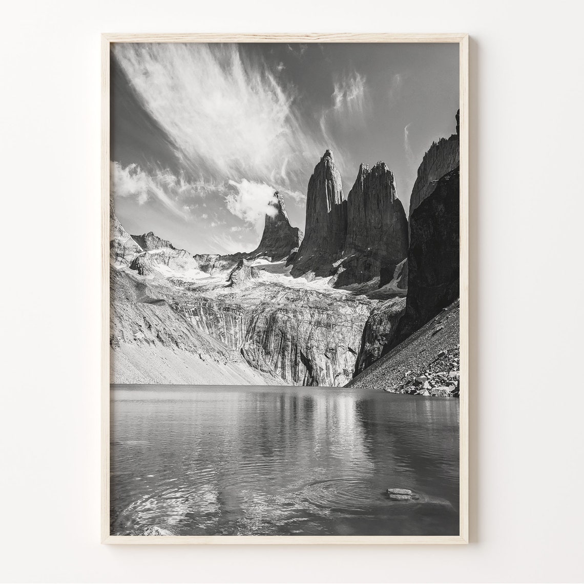 Torres Del Paine Wall Art Black And White Print Chile Travel Poster Torres Del Paine Photo Nature Photography C19 390