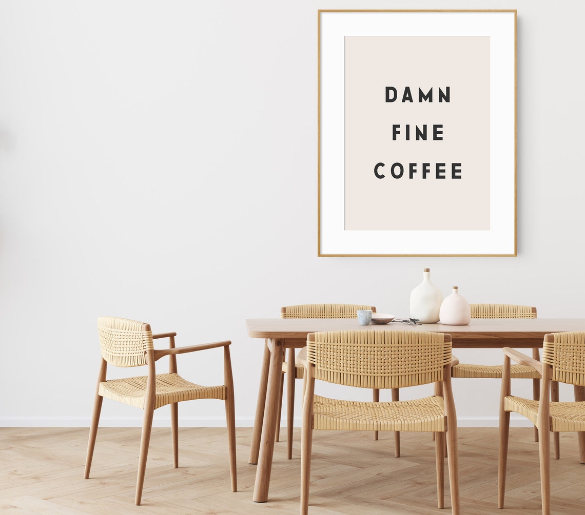 Damn Fine Coffee Poster Minimalist Kitchen Decor Wall Art Black And White Typography Print - Image 2