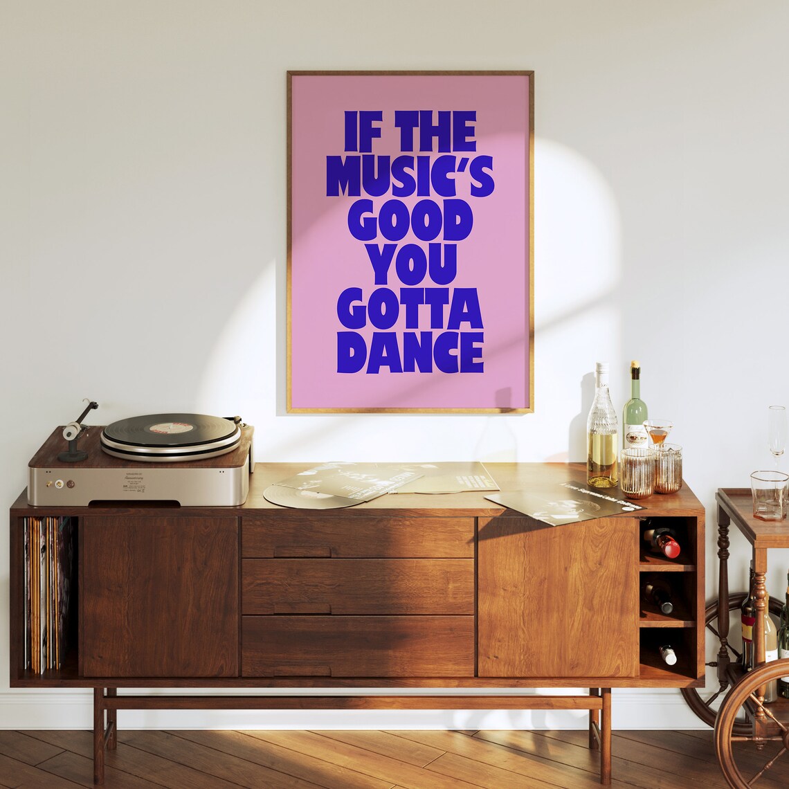 If The Musics Good You Gotta Dance Blue Pink Retro Typography Wall Art Poster - Image 2