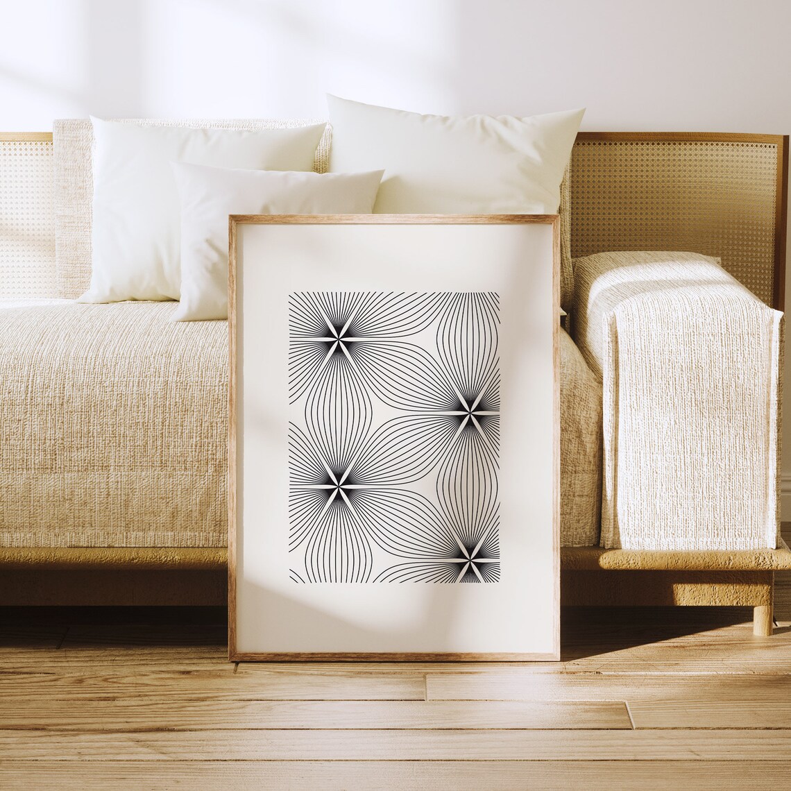 Geometric Abstract Floral Mid-Century Art Print - Image 3