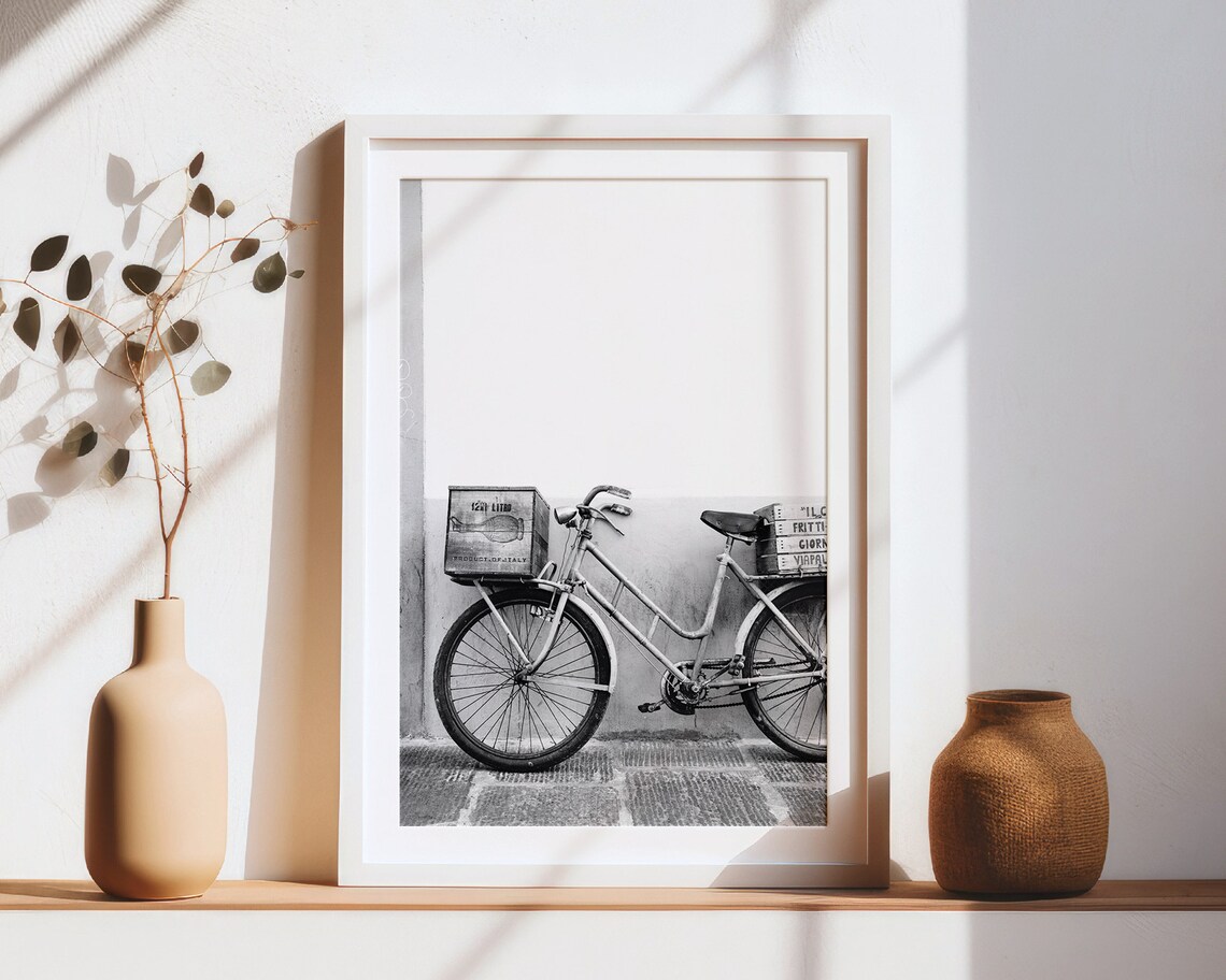 Rome Italy Bicycle Travel Poster, Black and White - Image 2