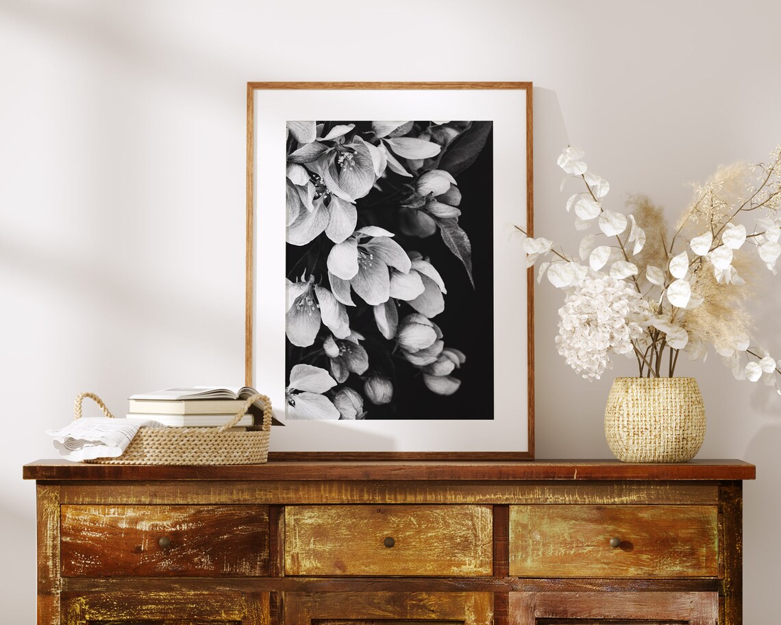 Black And White Flower Print, Bohemian Floral Art Print - Image 2