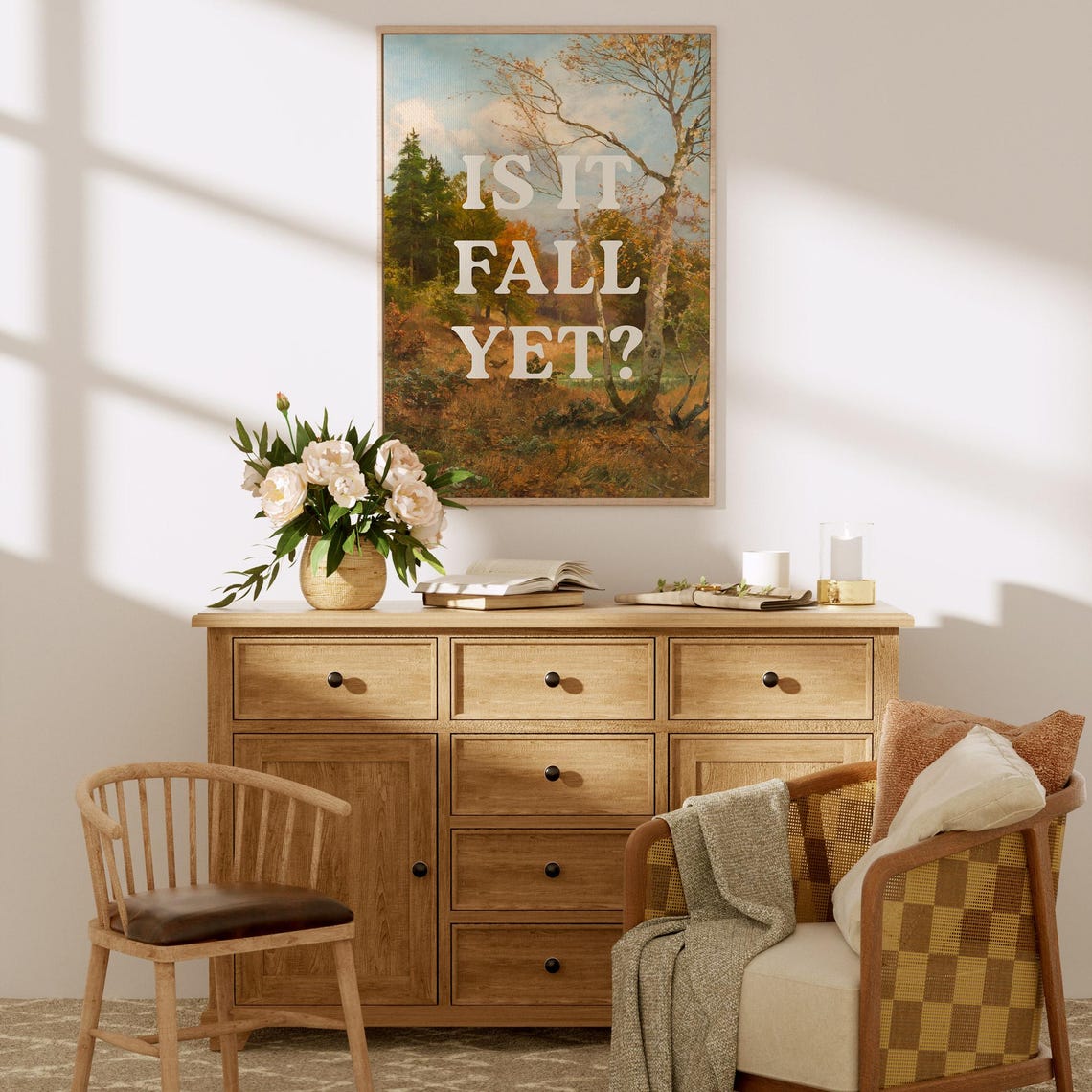 Is It Fall Yet Autumn Forest Landscape Painting Cozy Quote Poster - Image 2