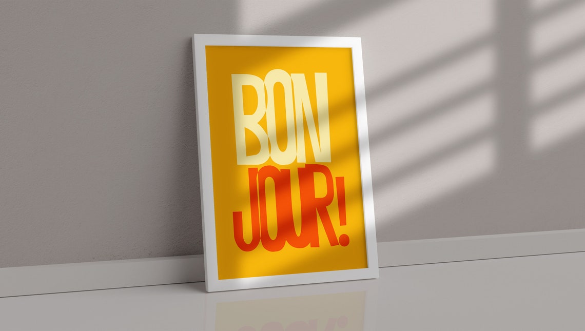 Bon Jour Yellow French Greeting Bold Modern Typography Poster - Image 2