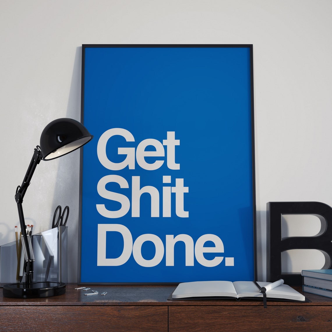 Get Shit Done Bold Blue Typography Motivational Quote Poster - Image 6