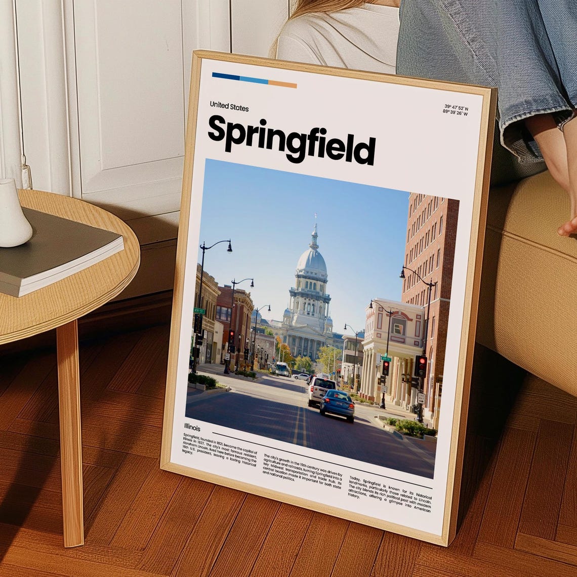Springfield Illinois State Capitol Dome Street Travel Poster - Image 3