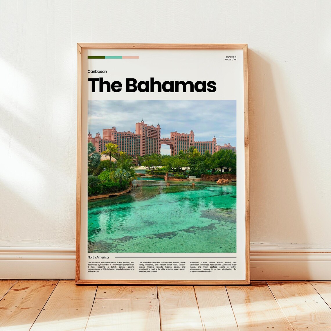 Nassau Bahamas Atlantis Resort Lagoon Caribbean Travel Poster