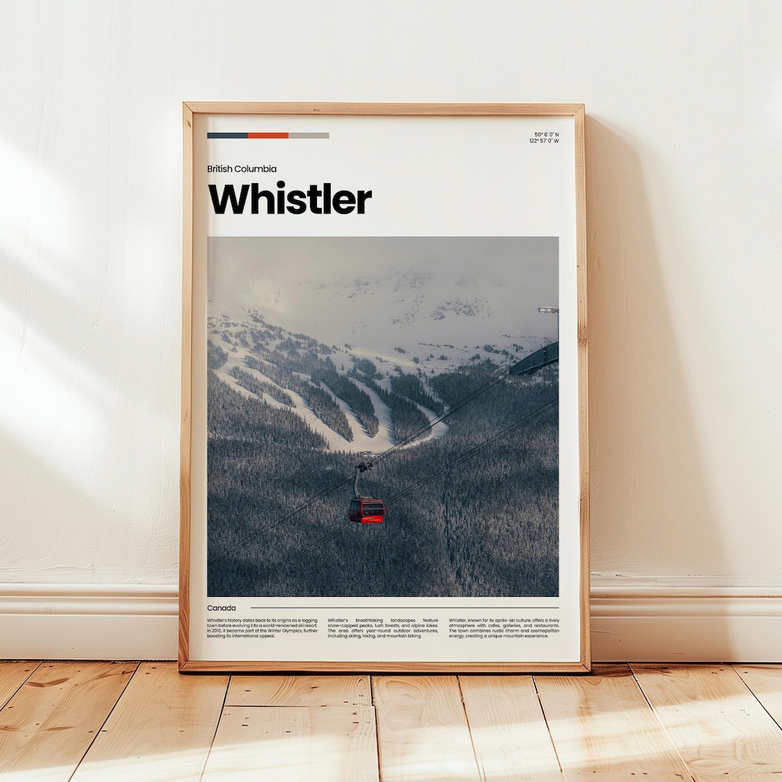 Whistler British Columbia Ski Gondola Mountain Canada Travel Photo Poster