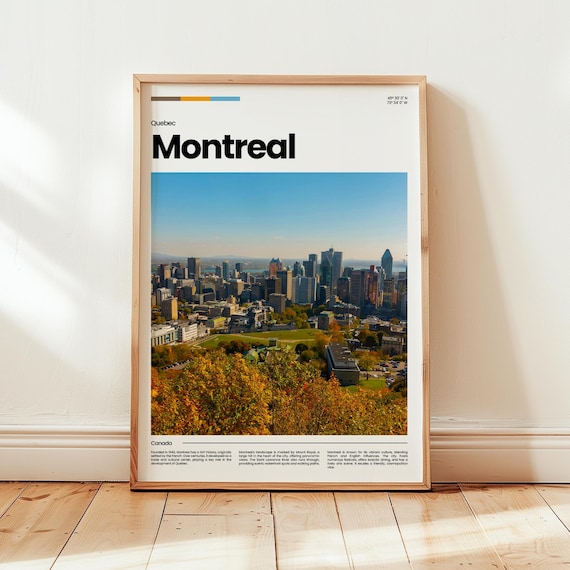 Montreal Quebec Canada Skyline Mount Royal Fall Cityscape Travel Wall Art
