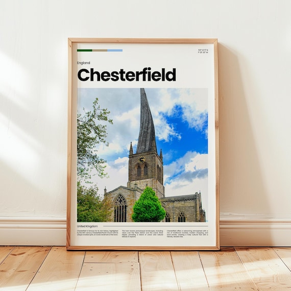 Chesterfield England Crooked Spire Church Photo Travel Poster
