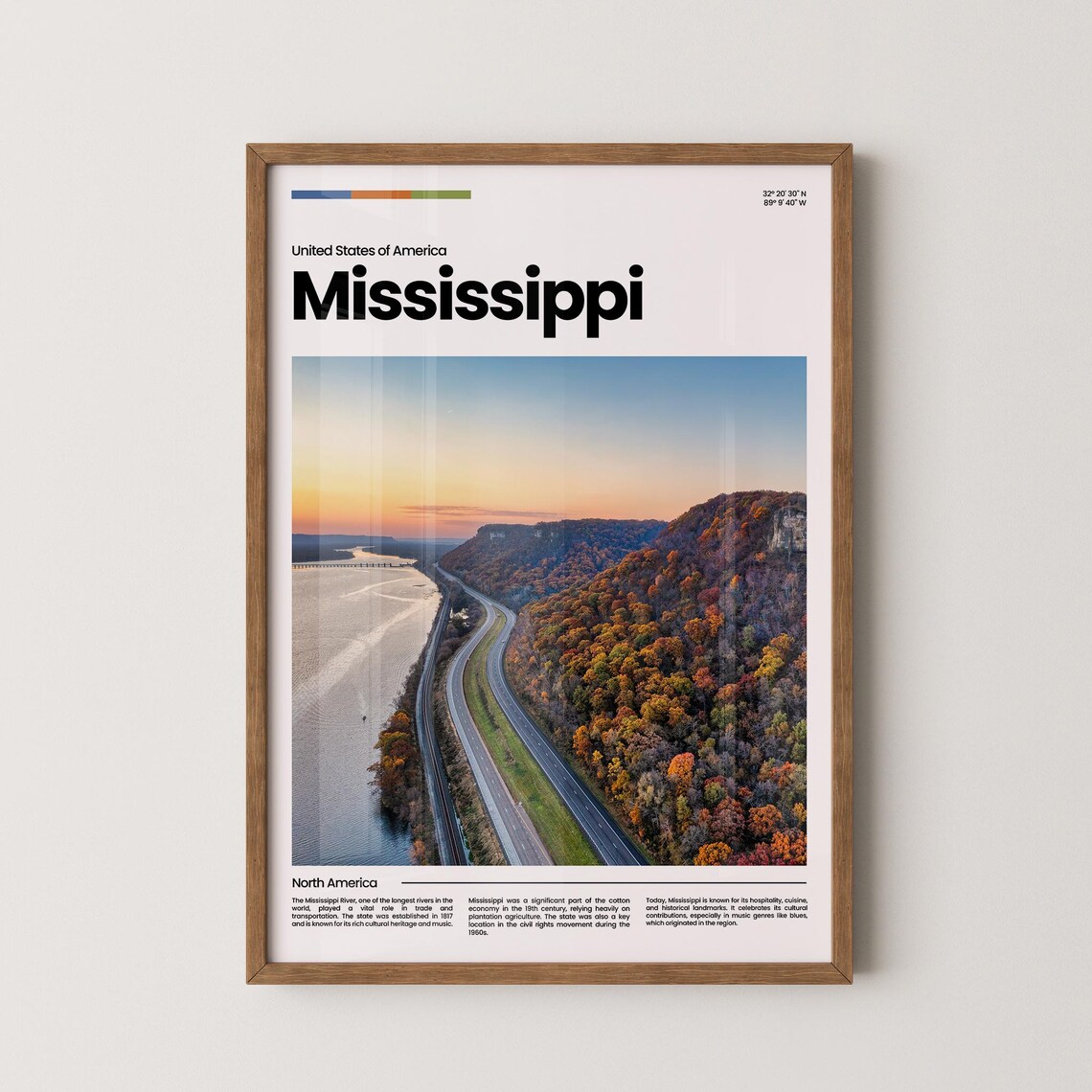 Mississippi River Autumn Hills Scenic River Road Landscape Poster