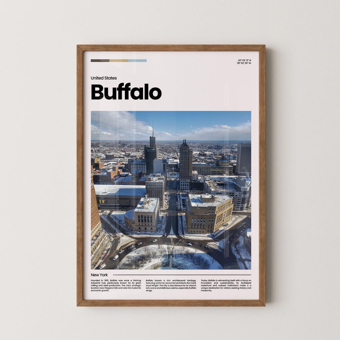Buffalo Travel Poster Buffalo Poster Buffalo Photo Poster Buffalo Art Print Buffalo Art Usa Poster Usa Travel Poster Travel Gift