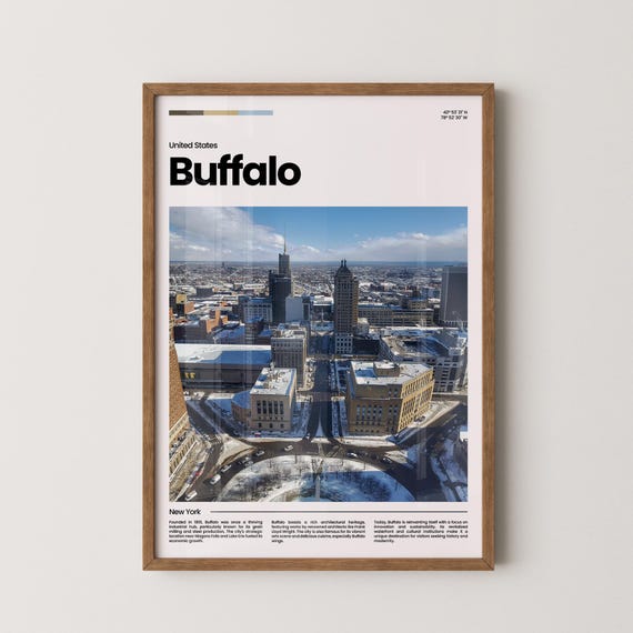 Buffalo Travel Poster Buffalo Poster Buffalo Photo Poster Buffalo Art Print Buffalo Art Usa Poster Usa Travel Poster Travel Gift