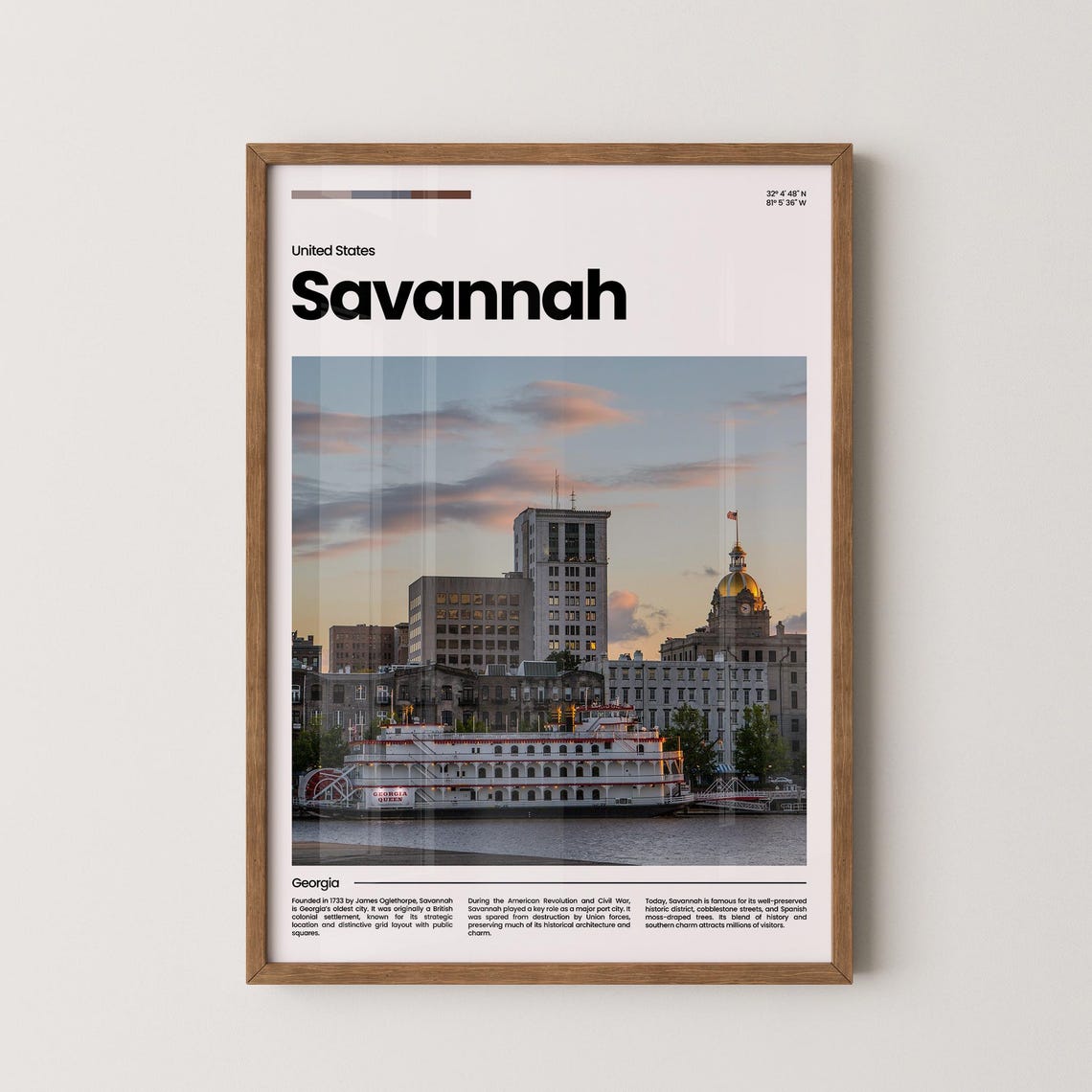 Savannah Travel Poster Savannah Poster Savannah Photo Poster Savannah Art Print Savannah Art Usa Poster Usa Travel Poster Travel Gift