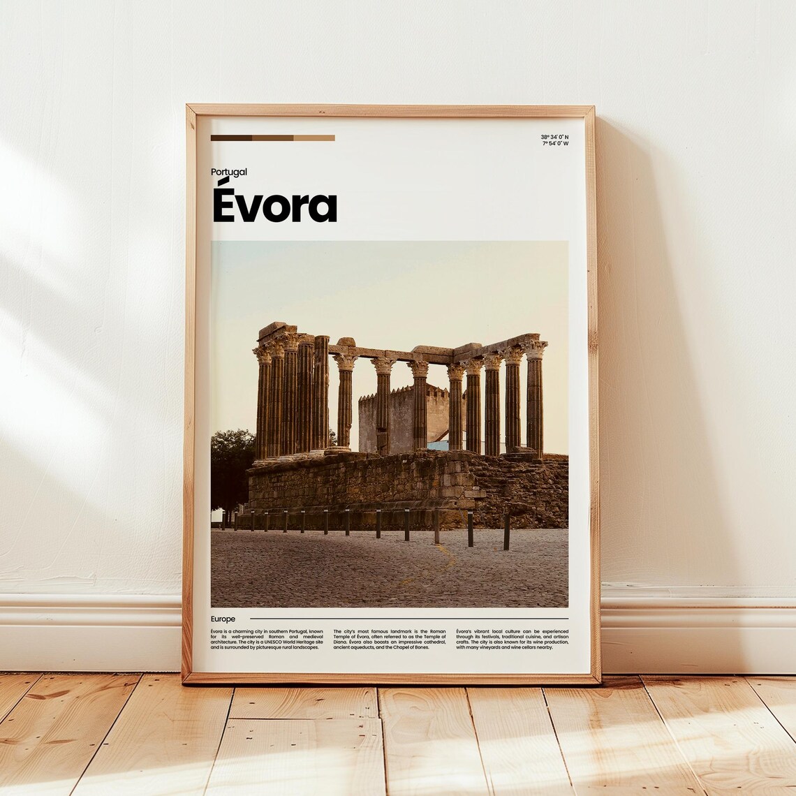 Évora Portugal Roman Temple Ruins Ancient History Travel Poster