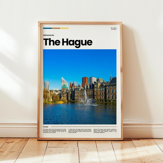The Hague Netherlands Hofvijver Fountain Binnenhof Canal City Poster
