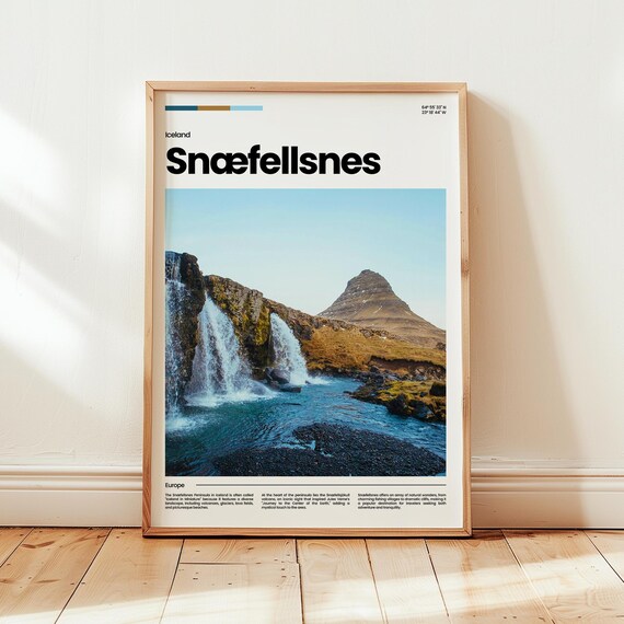 Snaefellsnes Iceland Kirkjufell Waterfall Iconic Mountain Travel Poster