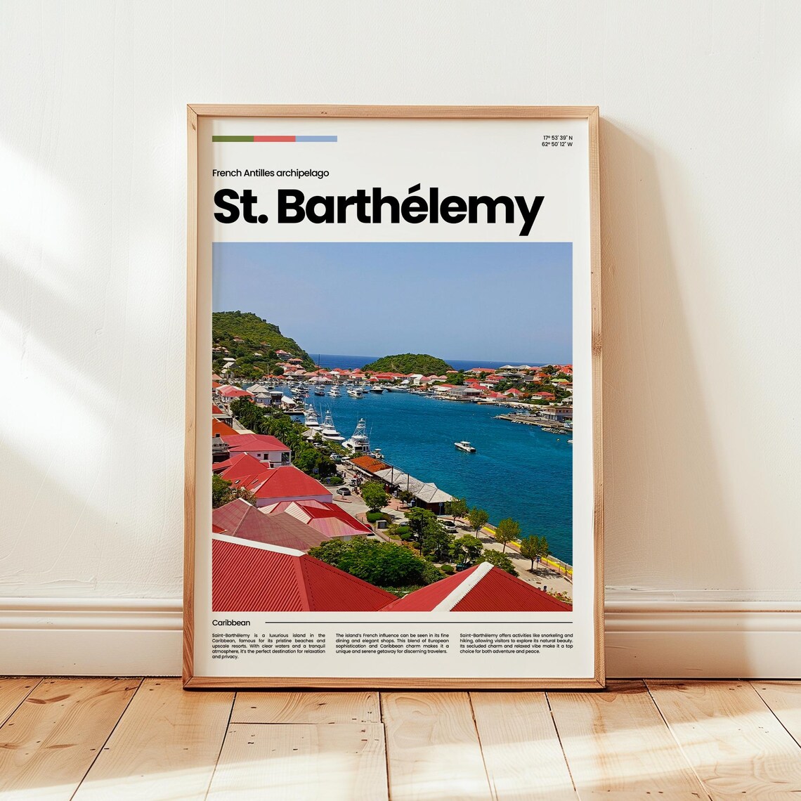 St Barthelemy French Antilles Caribbean Harbor Travel Poster