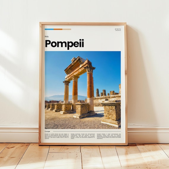 Pompeii Italy Ancient Roman Ruins Temple Columns Travel Poster