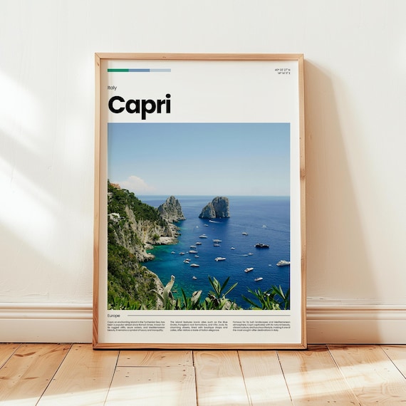 Capri Italy Faraglioni Rocks Blue Sea Coastal Landscape Photo Poster