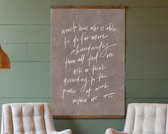 Ephesians 3:20 Hand Lettered Scripture Farmhouse Typography Christian Wall Art