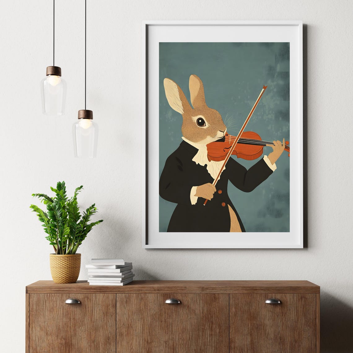 Rabbit Violinist Musician in Tuxedo Elegant Animal Nursery Art Poster - Image 4