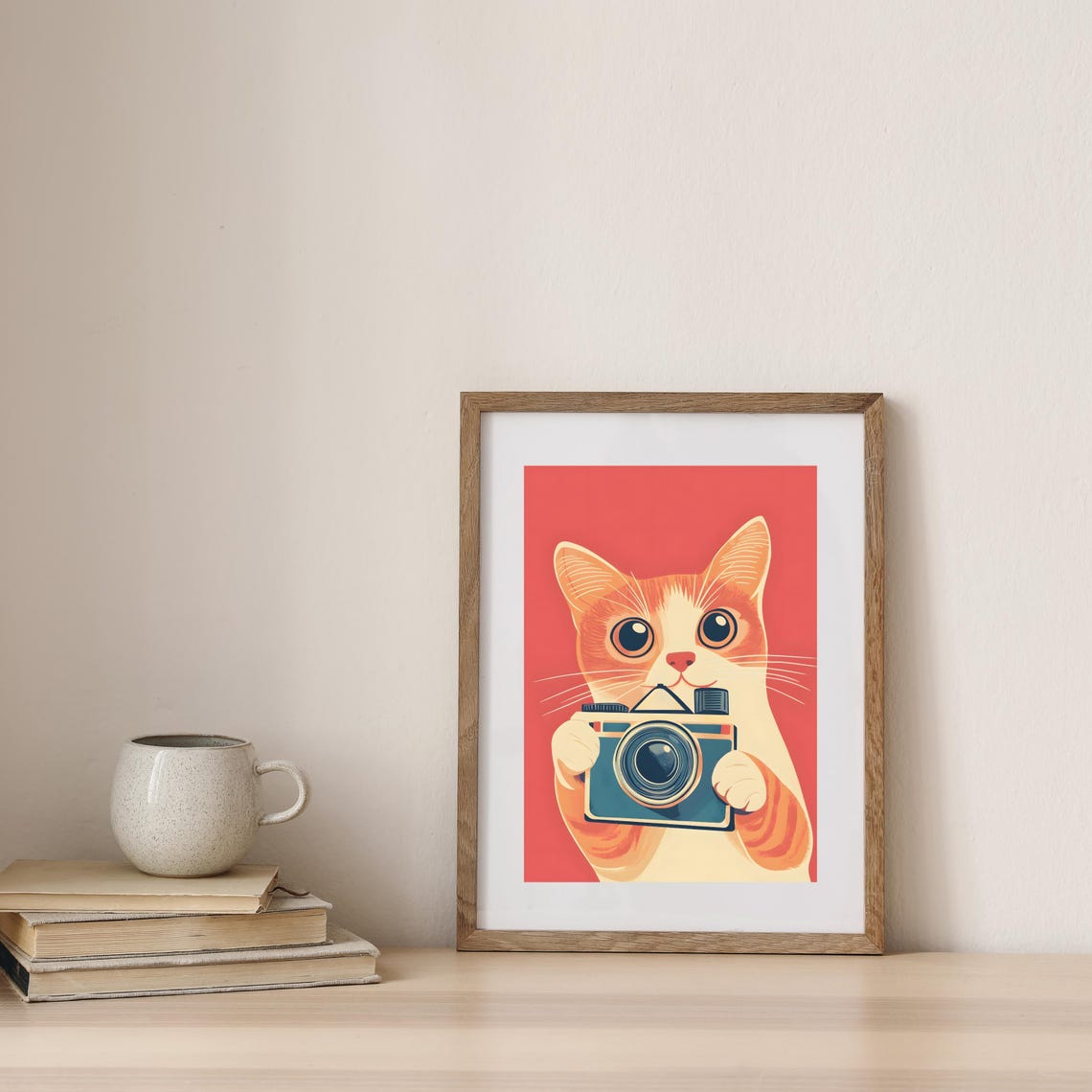 Cat With Retro Camera Orange Tabby Cute Funny Animal Nursery Poster - Image 5