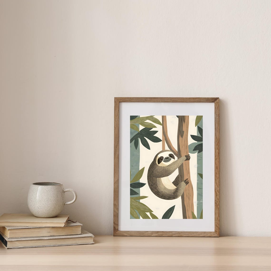 Cute Sloth Climbing a Tree Branch in a Tropical Jungle Poster - Image 6