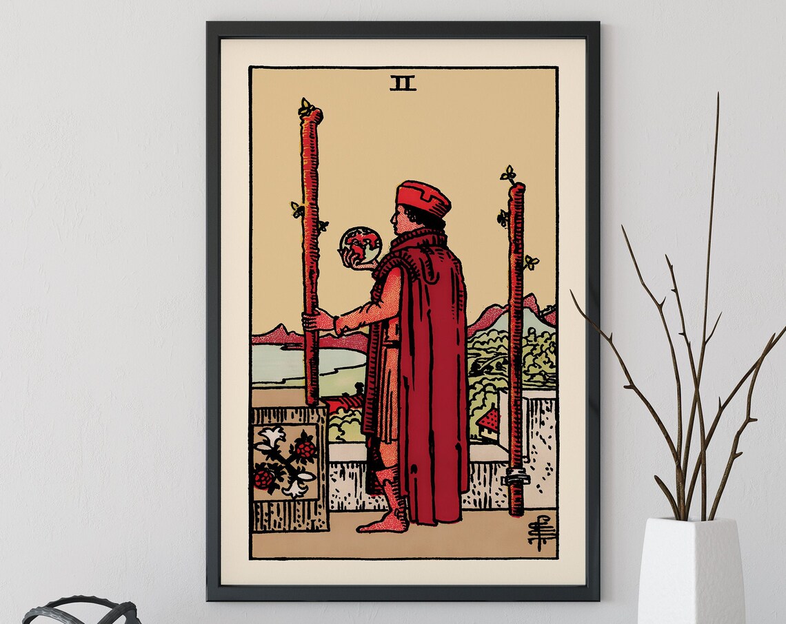 Two Of Wands Tarot Card, Celestial Art Print