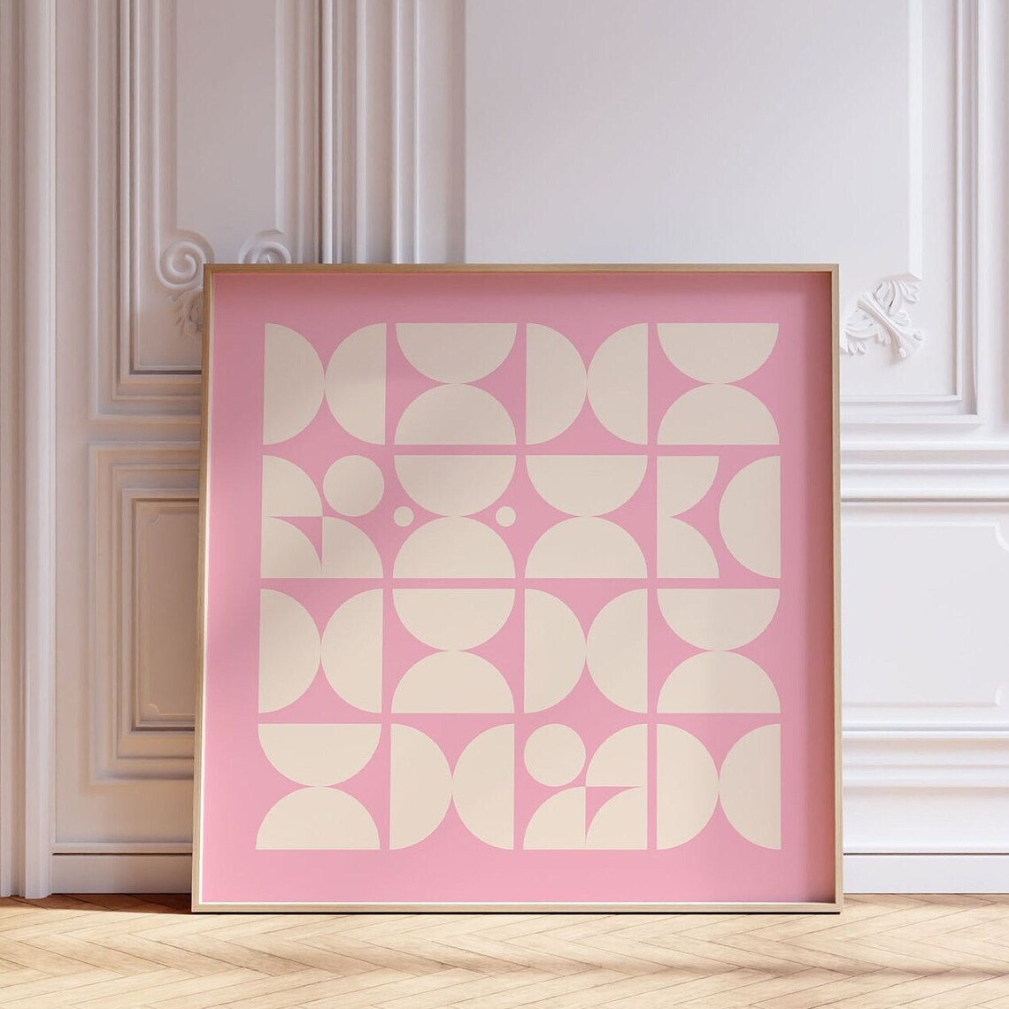Pink Geometric Semicircle Abstract Square Mid Century Poster
