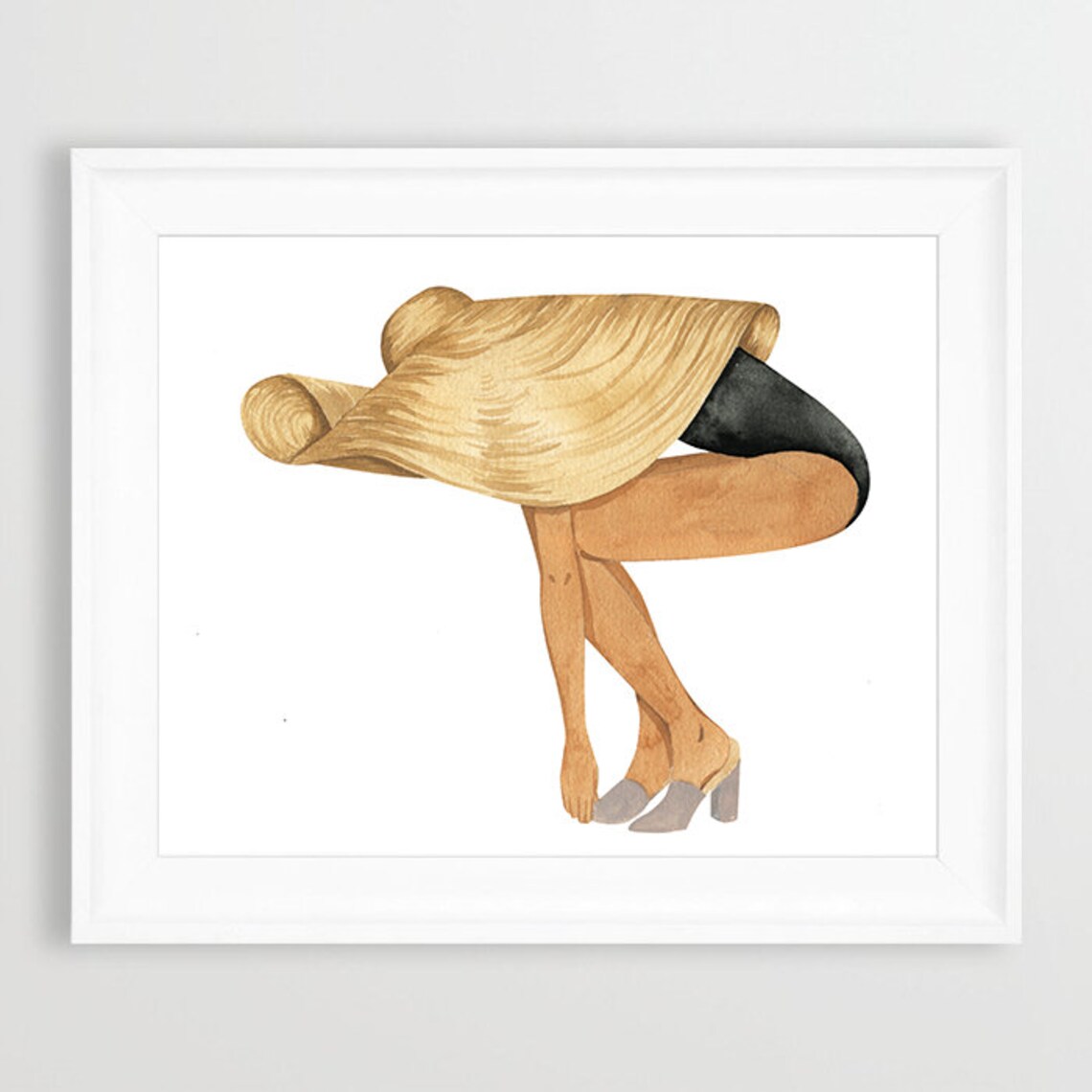 Custom Skin Tone Fashion Art Print, Floppy Hat Lady