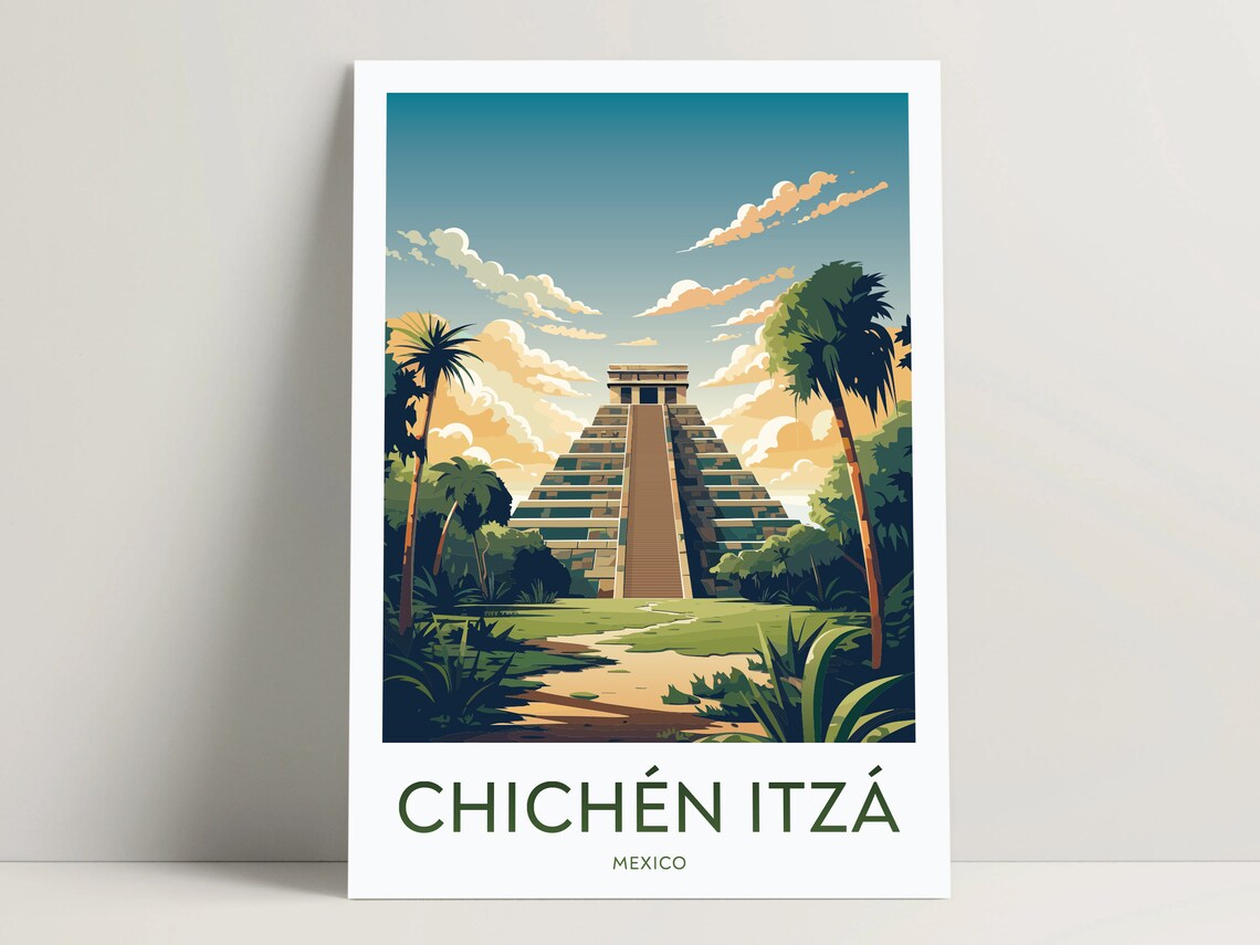 Chichen Itza Travel Poster, Bedroom Decor