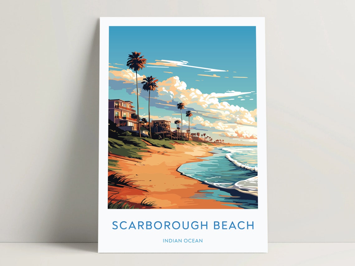 Scarborough Beach Travel Print Scarborough Beach Wall Art Scarborough Beach Gifts Indian Ocean Poster Scarborough Beach Poster Print 066