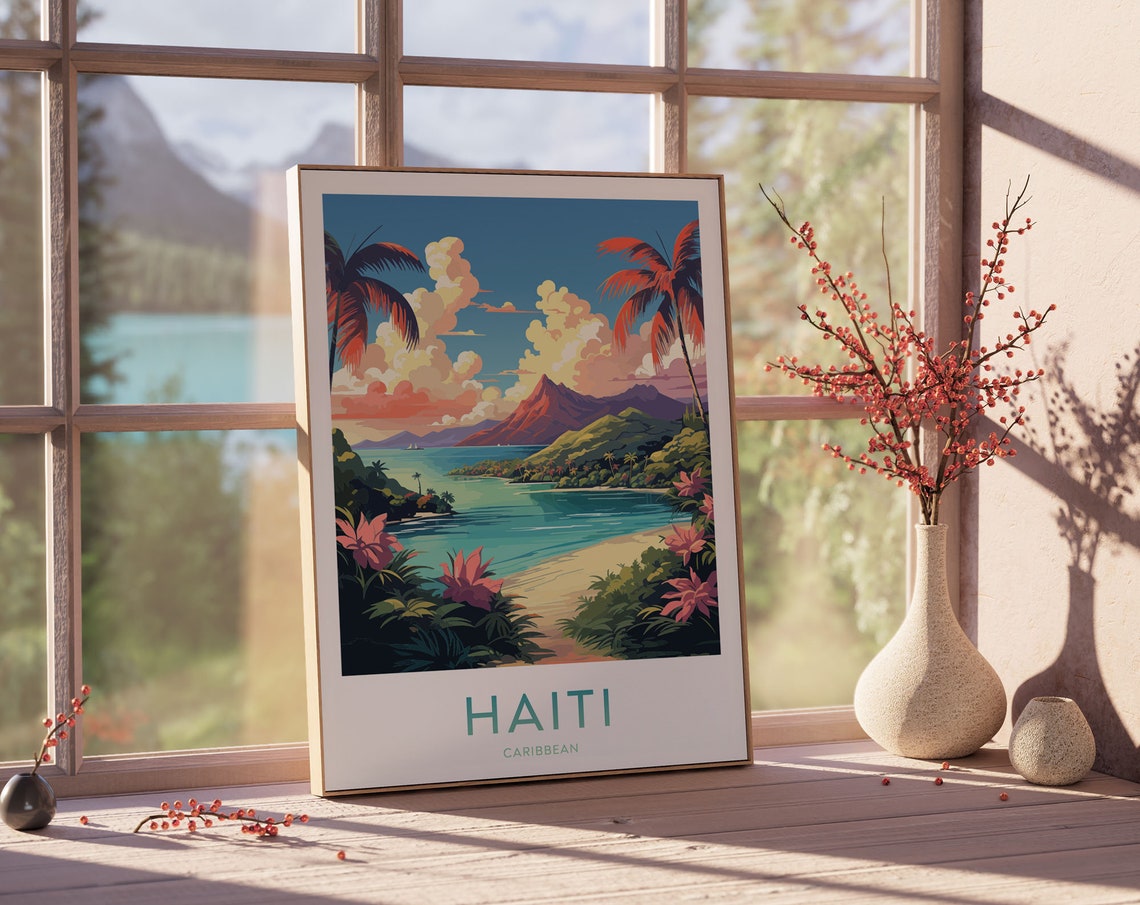 Haiti Poster Haiti Print Haiti Travel Poster Haiti Art Bedroom Decor Haiti Gifts Ideas Caribbean Wall Art Decor 086 - Image 2