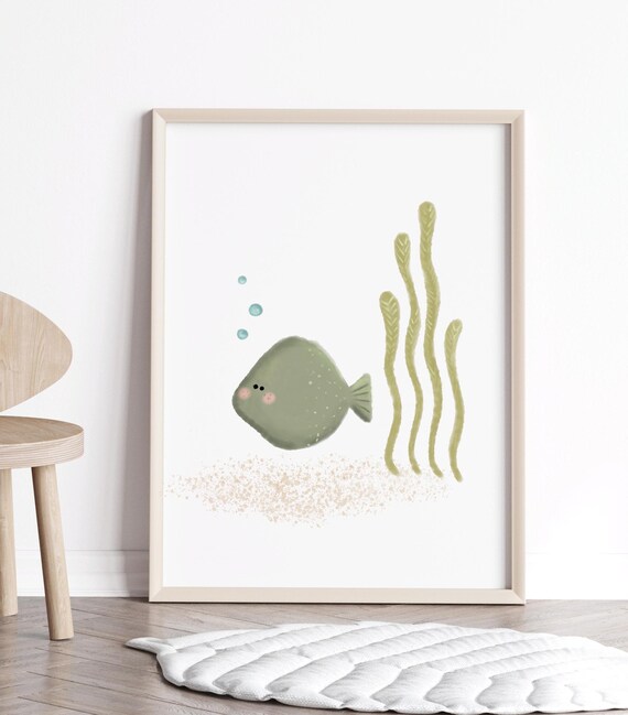 Fish Nursery Art Print, Ocean Beach Nautical Theme