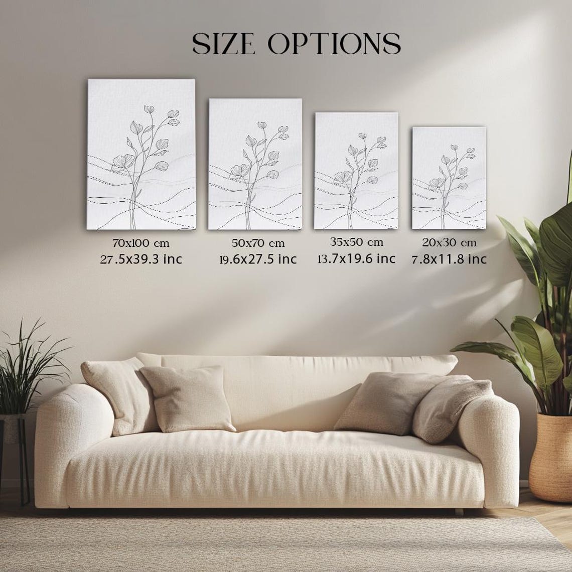 Minimalist Botanical Line Drawing Flower Elegant Scandinavian Poster - Image 3