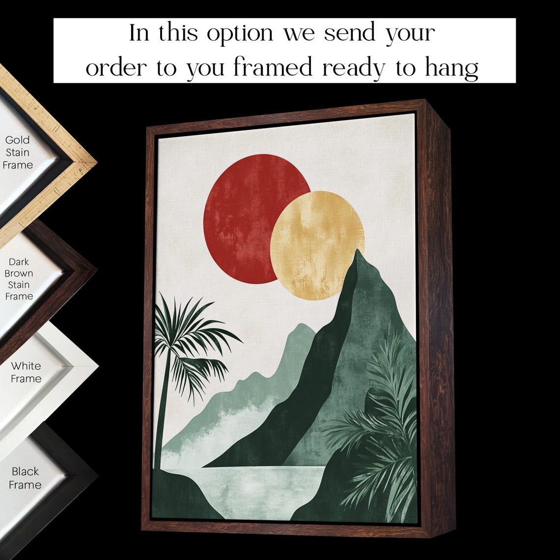 Minimalist Red Sun Over Mountain Palm Retro Coastal Decor Poster - Image 3
