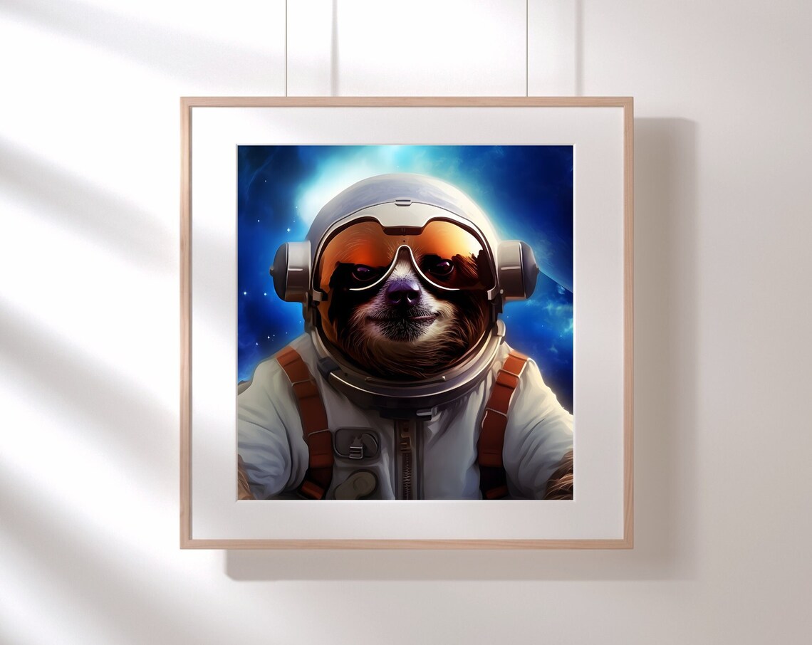 Sloth Astronaut, Space Theme Animal Art Print - Image 3