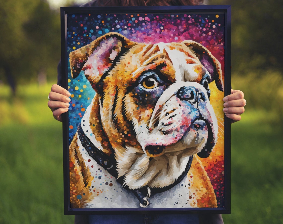 Colorful English Bulldog Wall Art Modern Dog Print Bulldog Portrait Dog Lover Gift Cute Dog Pop Art Bulldog Print Dog Art Home Decor