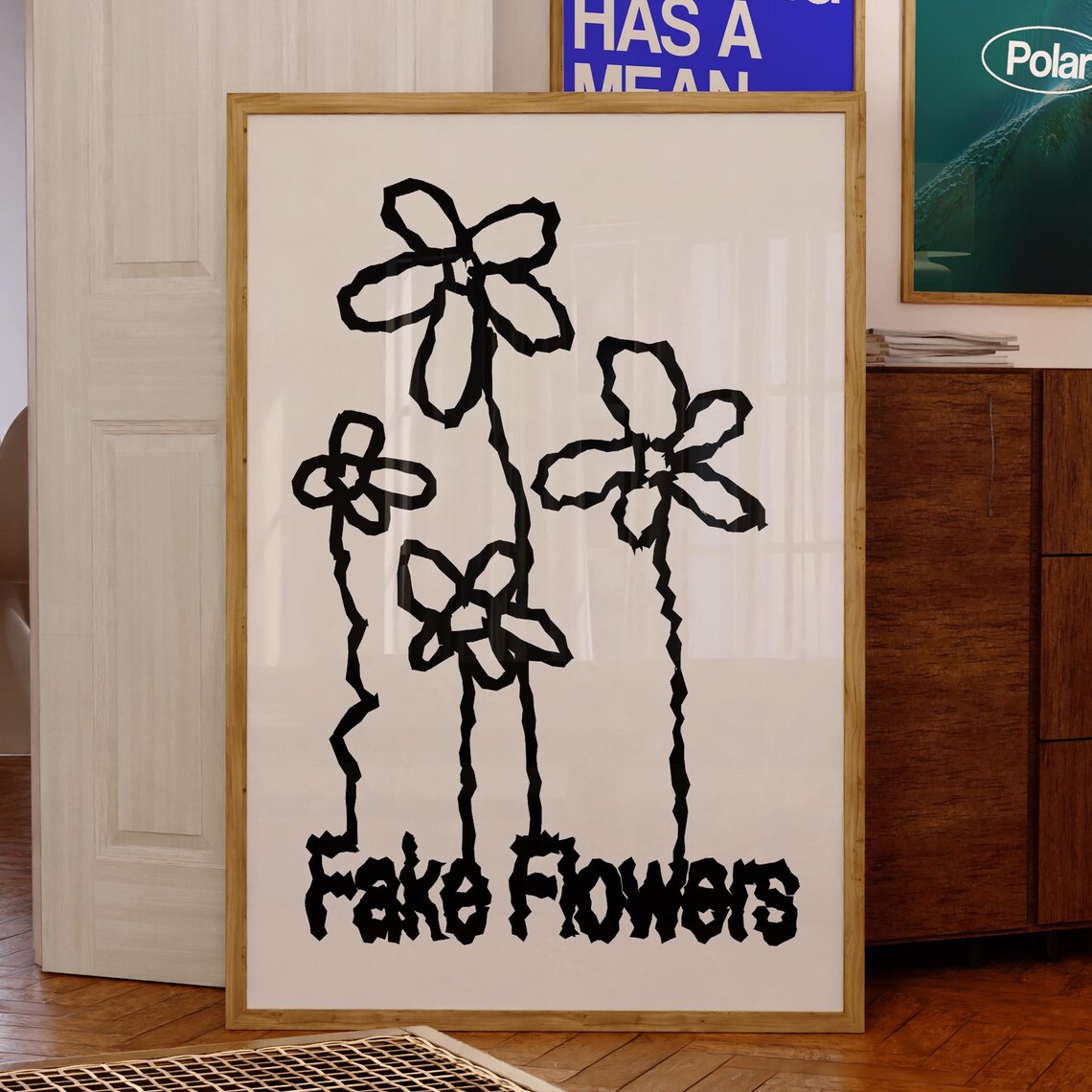 Fake Flowers Chunky Hand Drawn Typography Poster for Trendy Rooms