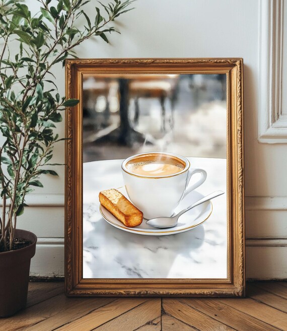 Italian Cappuccino And Biscotti Coffee Kitchen Wall Decor Poster