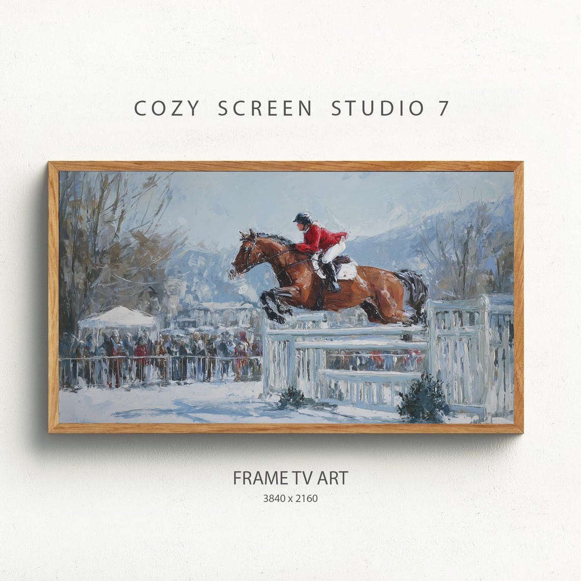 Show Jumping Frame Tv Art Santa Riding On Horseback Painting